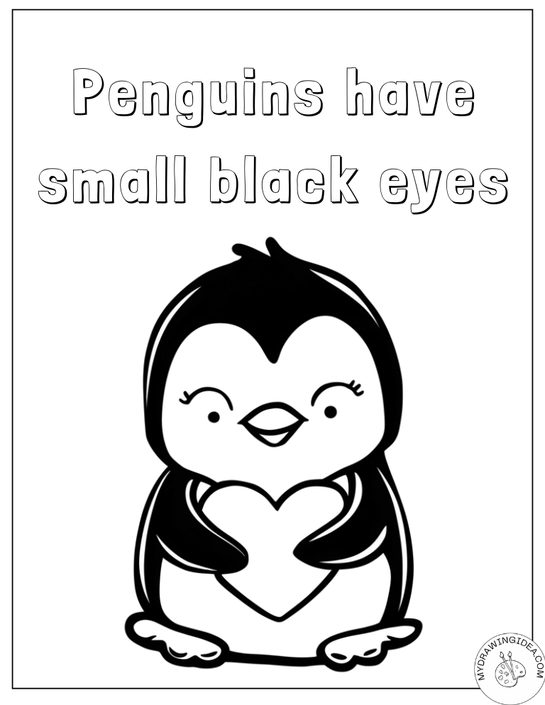 Adorable Heart-Hugging Penguin Coloring Sheet Printable