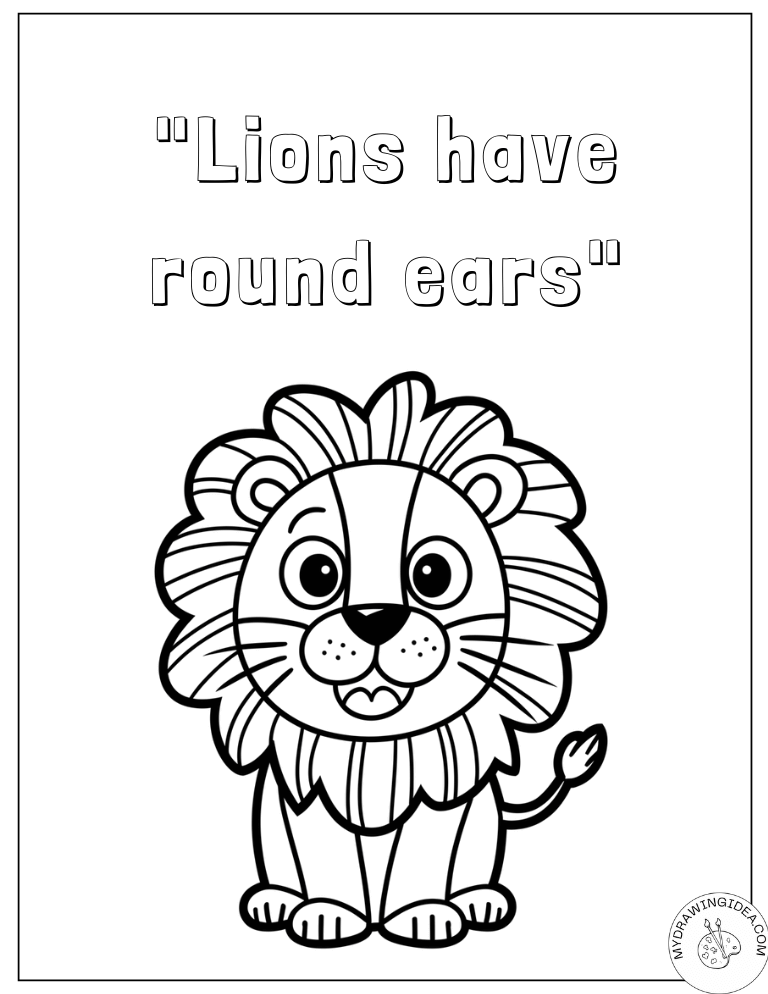 Adorable Lion with Round Ears Coloring Pages of a Lion