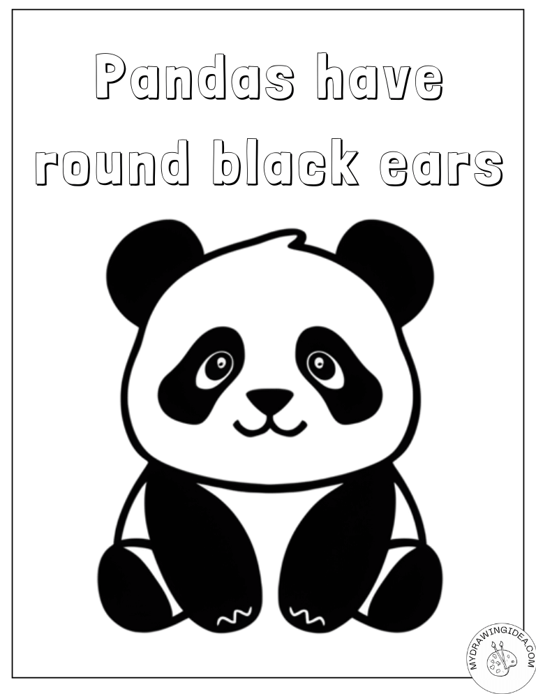 Adorable Sitting Panda Bear Coloring Panda Pages