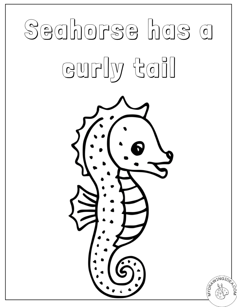Beautiful Spotted Pattern Seahorse Color Pages for Kids