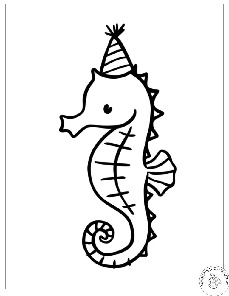 Celebration Seahorse - Free Seahorse Coloring Pages