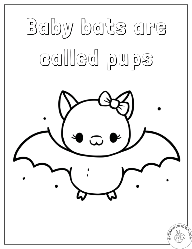 Charming Baby Bat Wearing Bow - Bat Print Out