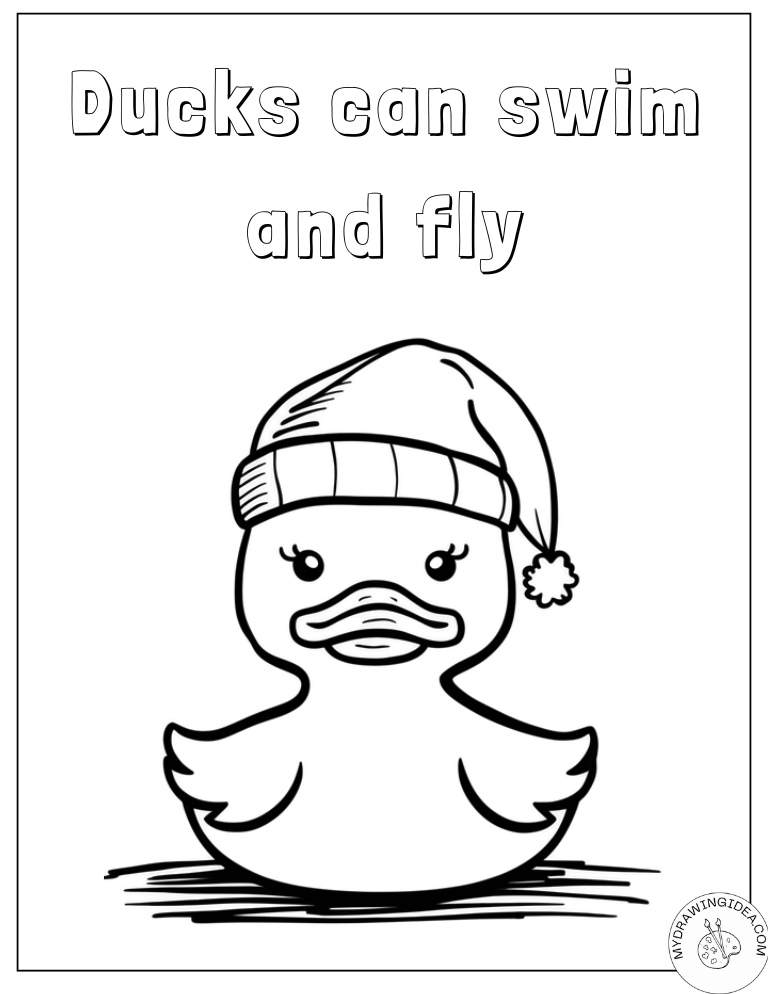 Cheerful Holiday Duck in Pond Ducks Coloring Pages