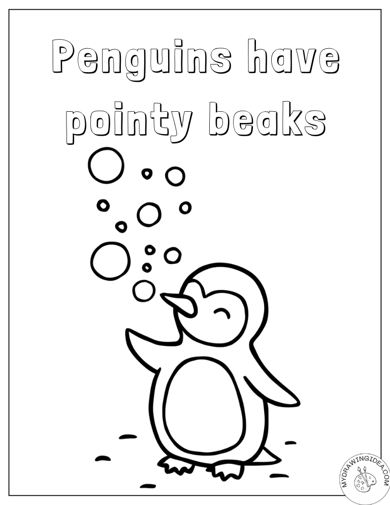 Cheerful Penguin Making Bubbles Pictures to Color