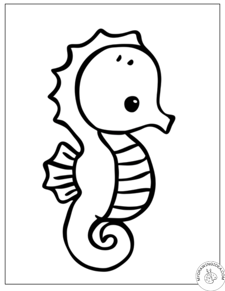 Chubby Cheeks Undersea – Cute Baby Seahorse Printable Page