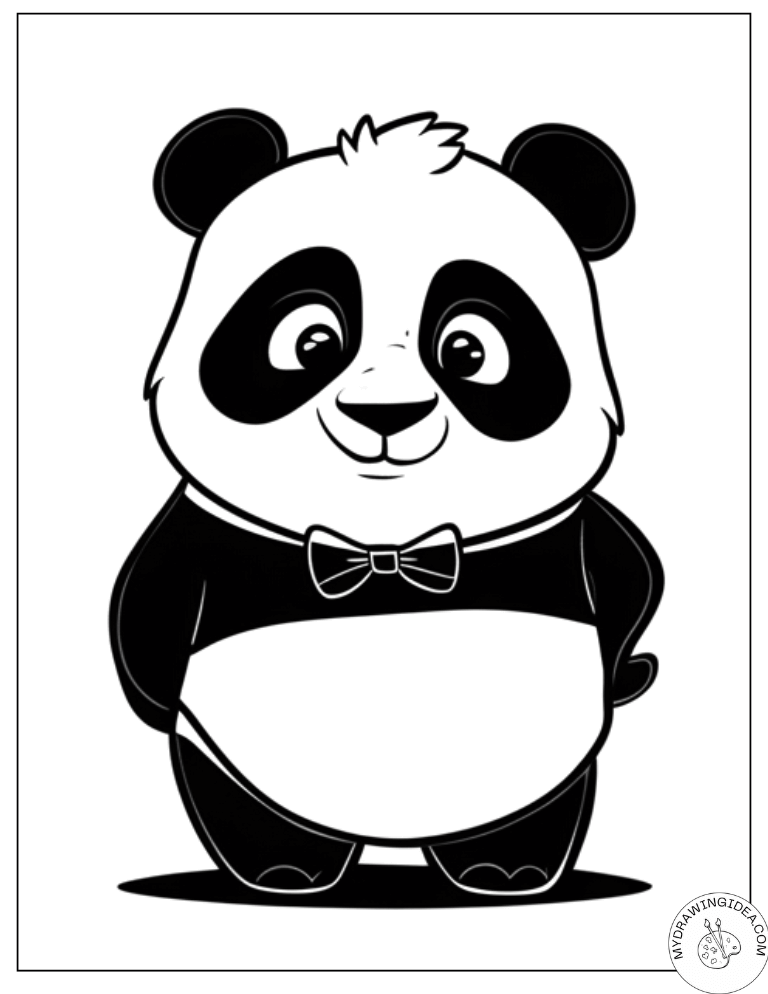 Classy Dressed Up Panda Printable Coloring Pages