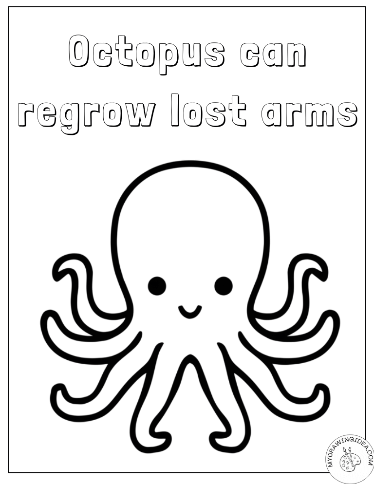 Cute Baby Octopus with Big Smile - Free Printable Octopus Coloring Pages