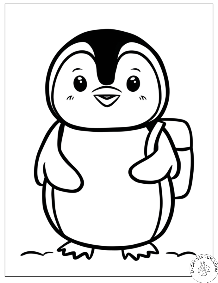 Cute Penguin Going to School Penguin Free Coloring Pages