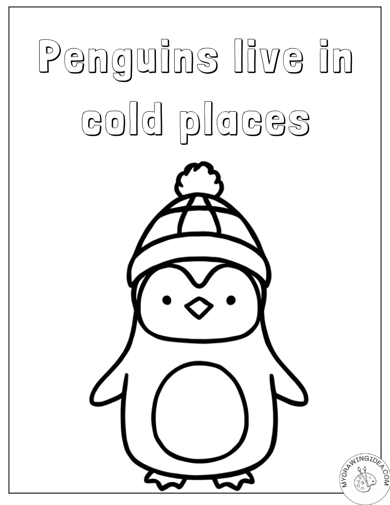 Cute Penguin Ready for Winter Penguin Coloring Sheets