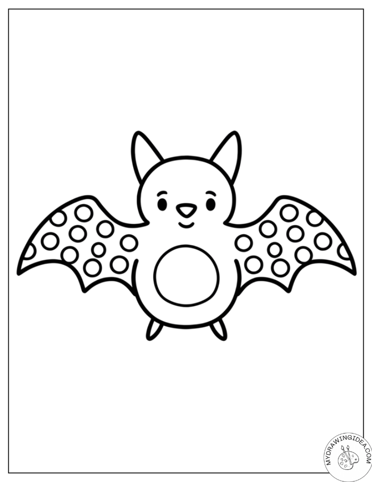 Decorative Bat with Dotted Wing Design - Bat Template to Print