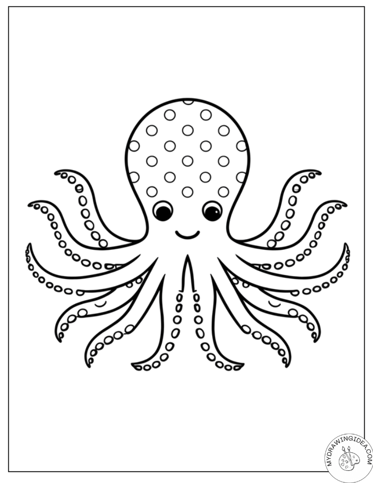 Detailed Ocean Octopus with Patterns - Octopus Coloring Page Free