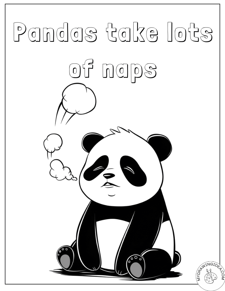 Dreaming Panda with Sleep Clouds Panda Coloring Pages Printable