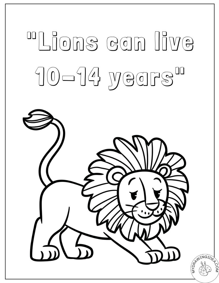Educational Lion Age Chart Coloring Lion Pages