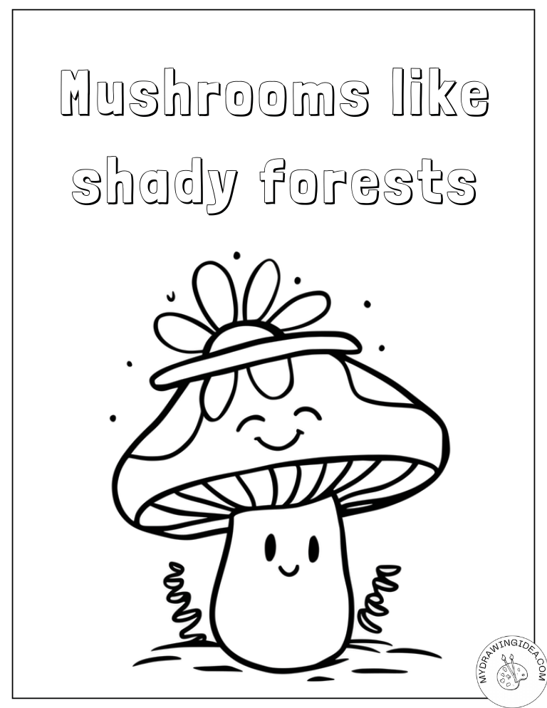 Forest Friend Daisy Hat Mushroom Color Pages