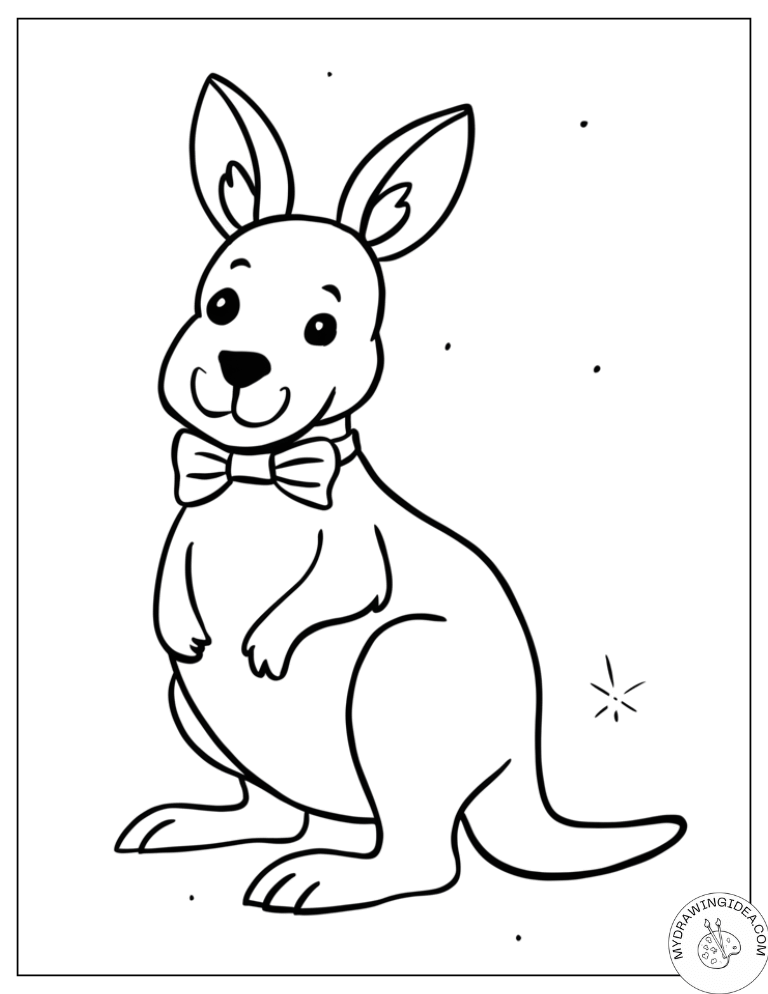 Formal Kangaroo Gentleman - Kangaroo Coloring Page Free