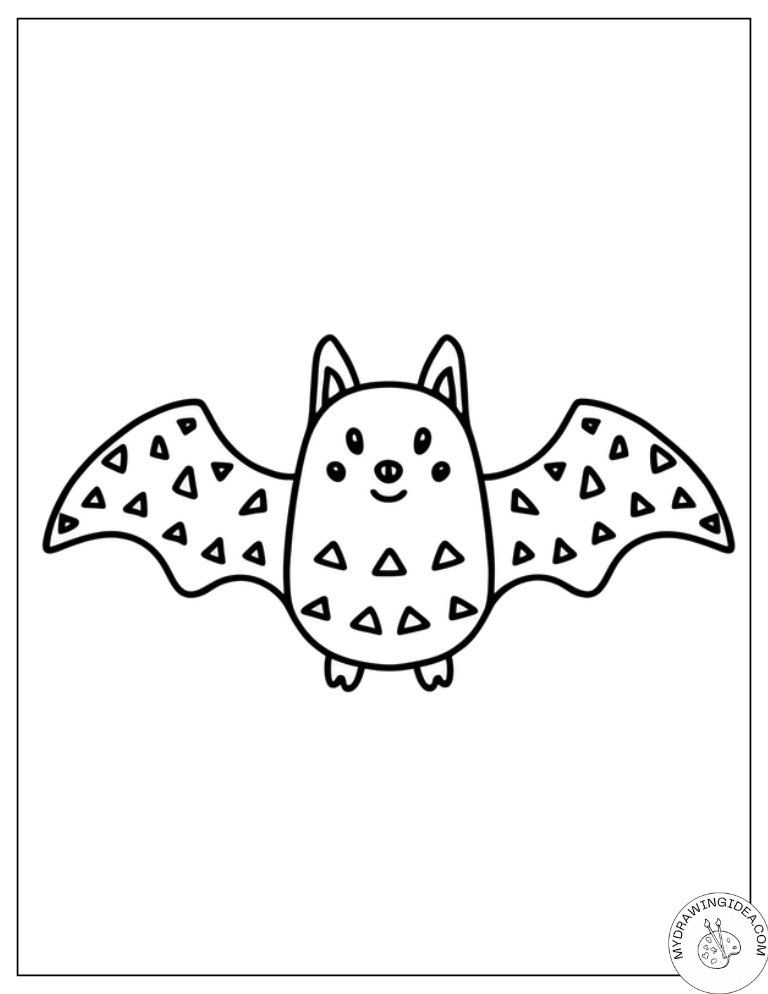 Free Coloring Pages Bats – Spotty Winged Bat Fun