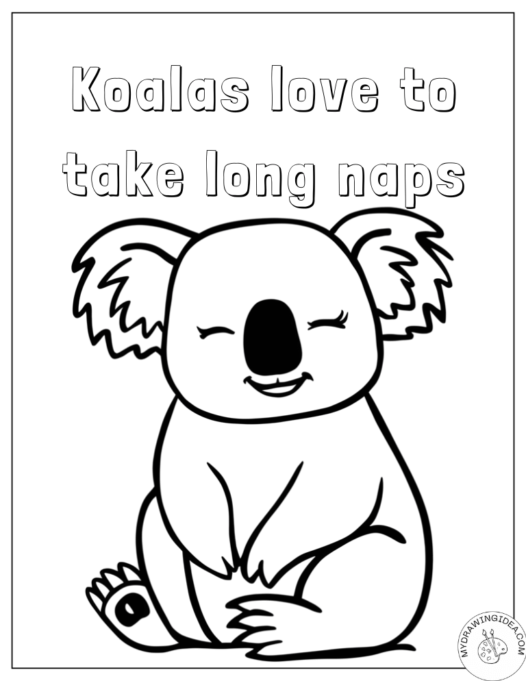 Free Koala Bear Coloring Pages_ Cozy Napping Koala