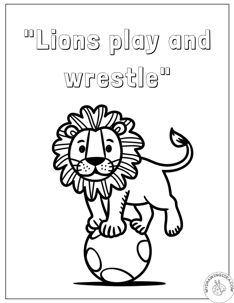 Fun Lion Trick Show Lion Coloring Page