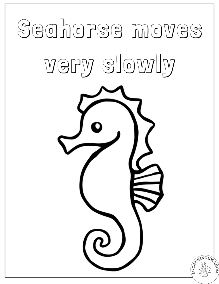 Gentle Swimming Seahorse Seahorse Coloring Pages Printable