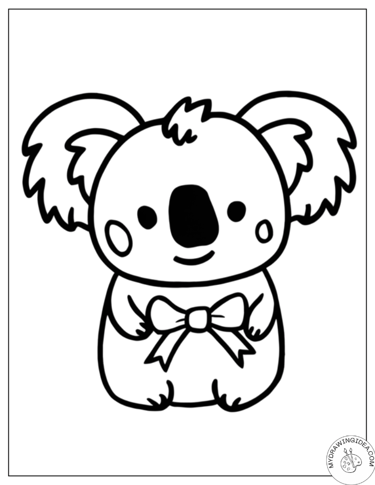 Gentleman Koala Wearing Bow Tie – Cute Koala Bear Coloring Page