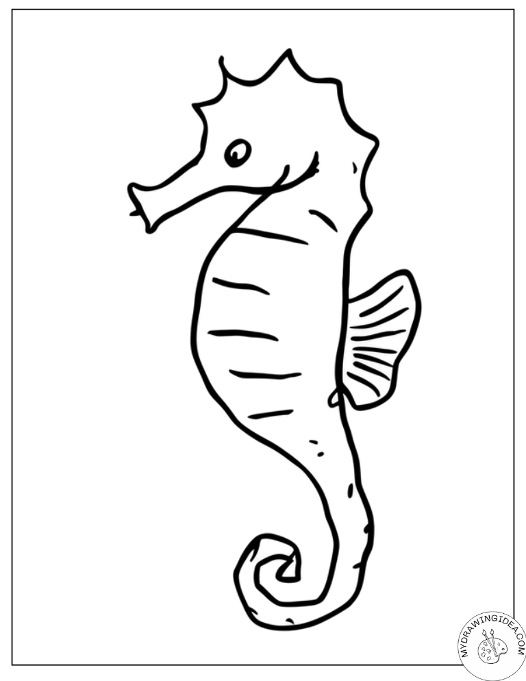 Graceful Ocean Rider – Seahorse Printable Coloring Pages