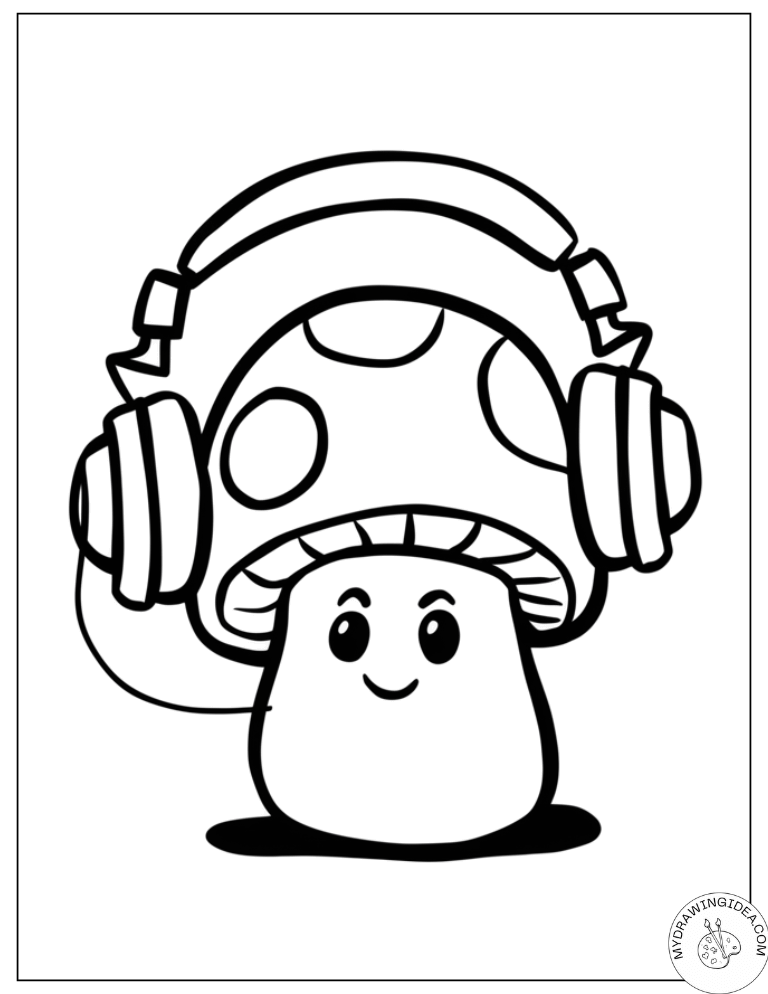 Groovy Music Mushroom - Mushroom Printable Coloring Pages for Kids