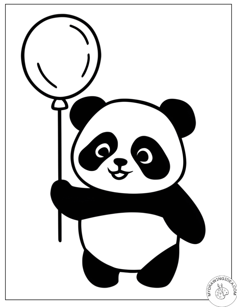 Happy Celebration Panda – Free Printable Coloring Pages of Pandas
