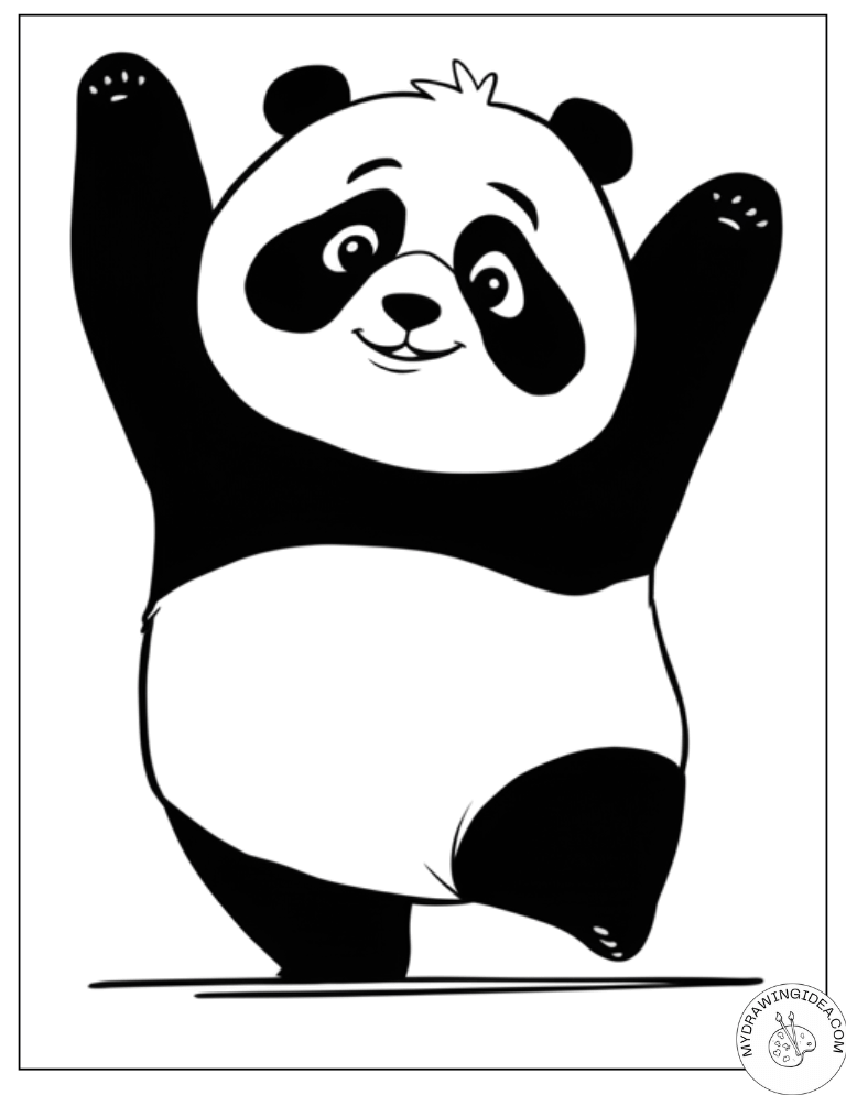 Happy Dance Panda – Printable Baby Panda Coloring Fun