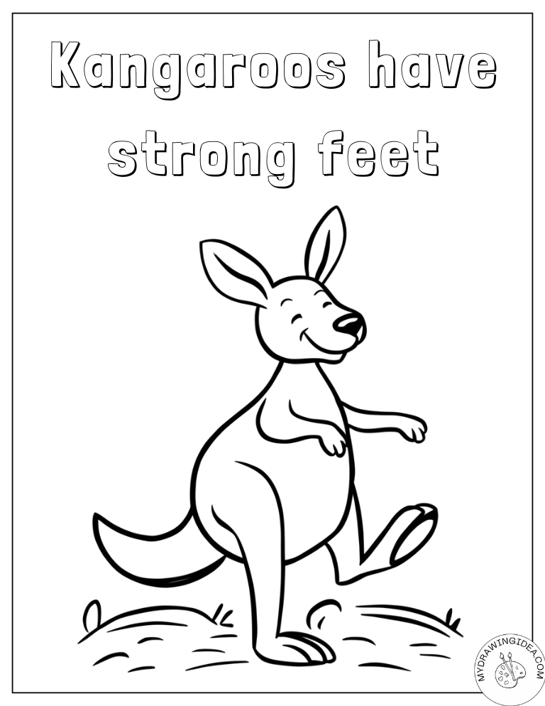 Happy Kangaroo with Powerful Feet Coloring Pages Kangaroo
