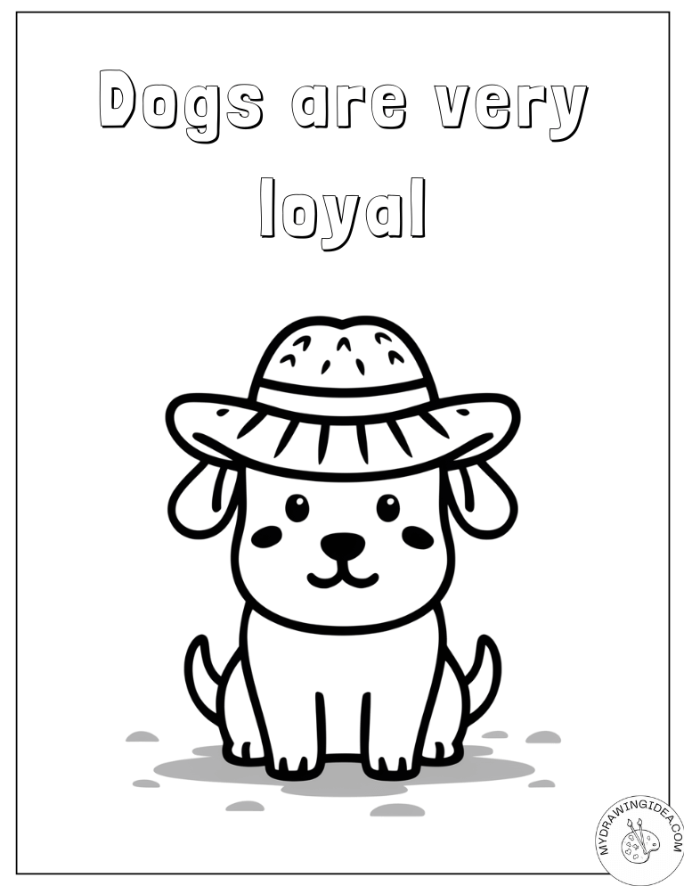 Hat-Wearing Loyal Pup – Free Puppy Coloring Pages