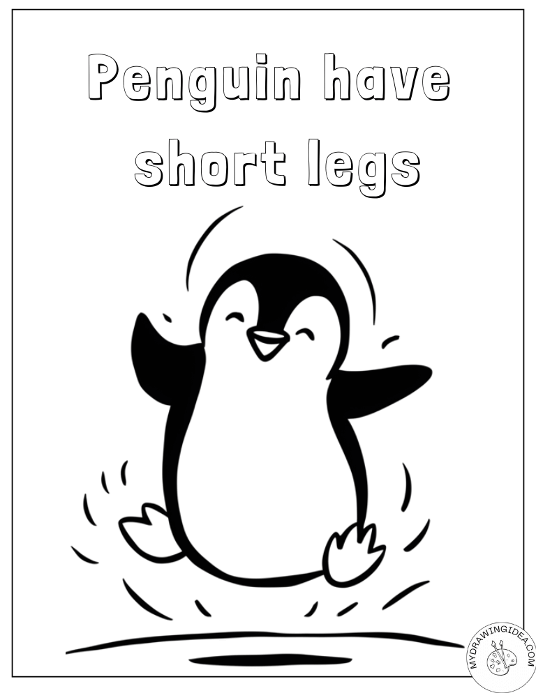 Joyful Jumping Penguin - Coloring Pics of Penguins Printable