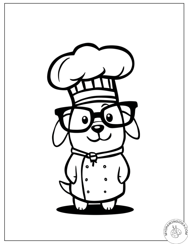 Kitchen Helper Dog – Free Dog Coloring Pages