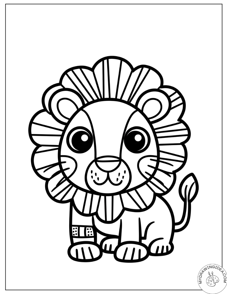 Little Lion King with Big Heart Eyes - Free Coloring Pages Lion King