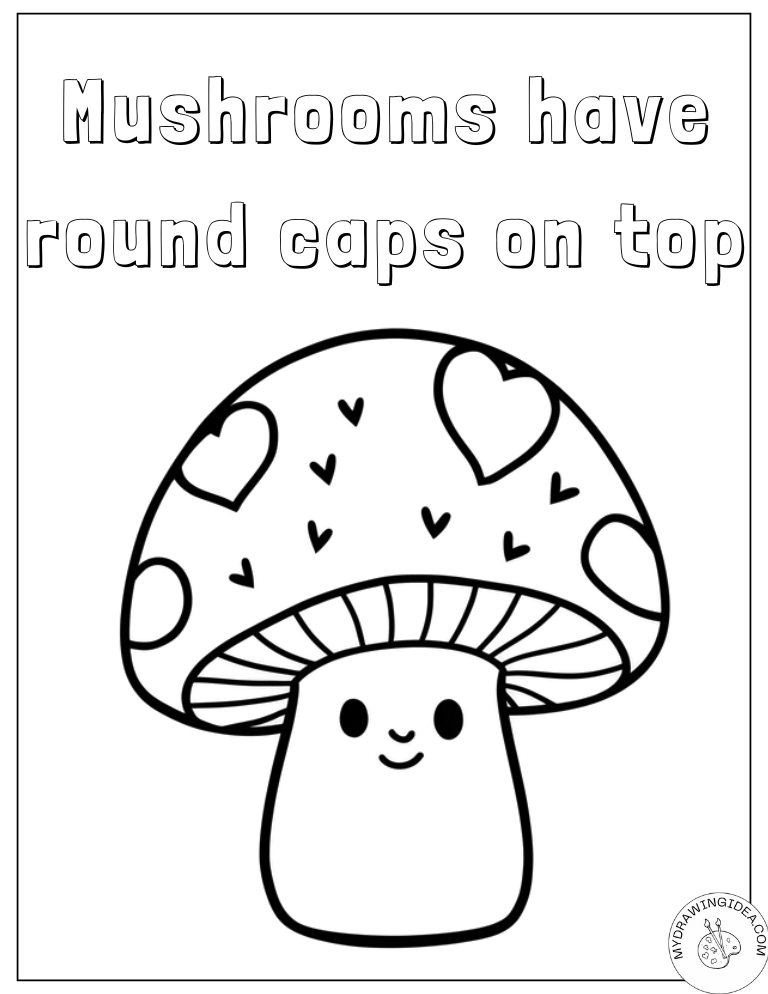 Lovely Heart-Spotted Mushroom Color Pages Mushroom