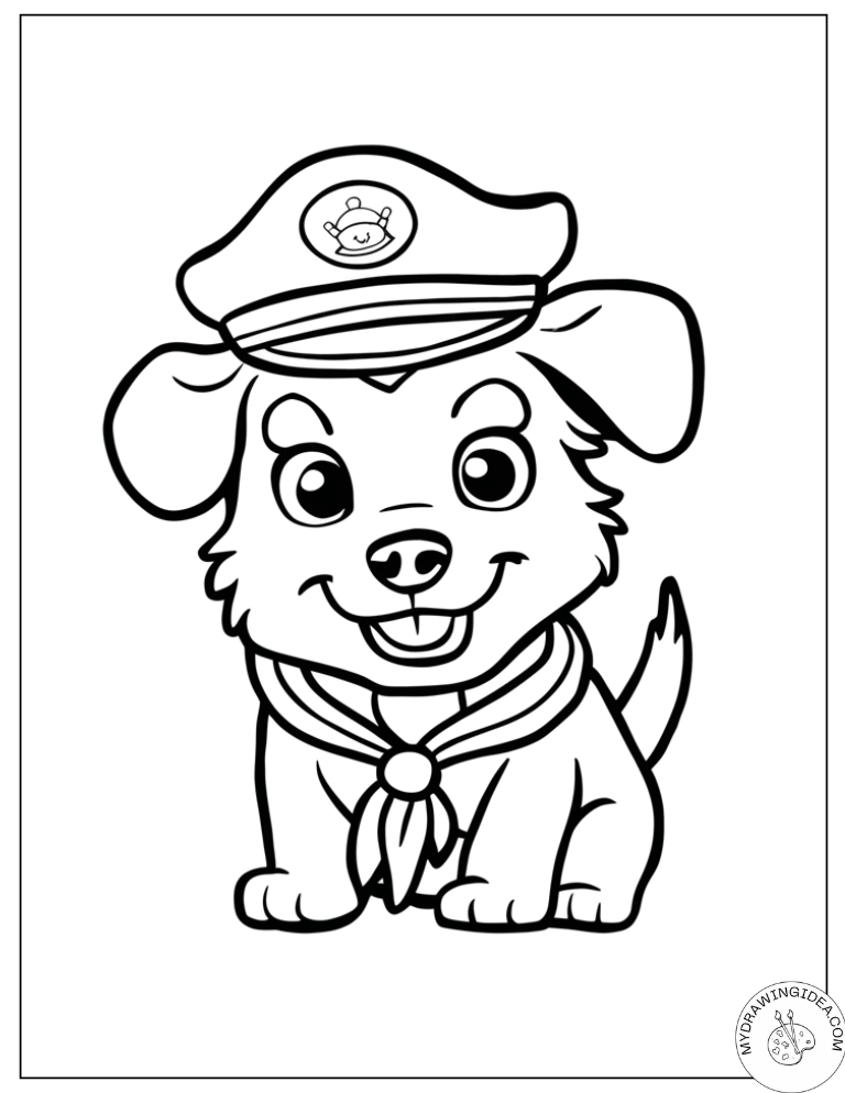 Maritime Adventure Dog Coloring Pages Cute