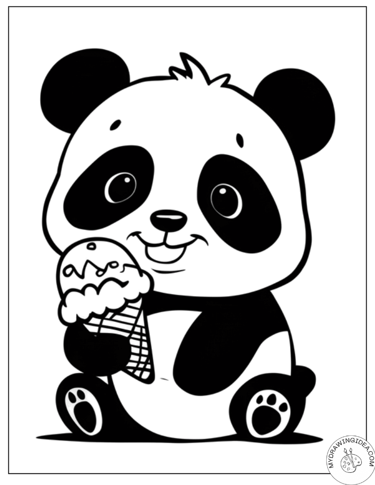 Panda's Ice Cream Party – Free Coloring Pages to Print