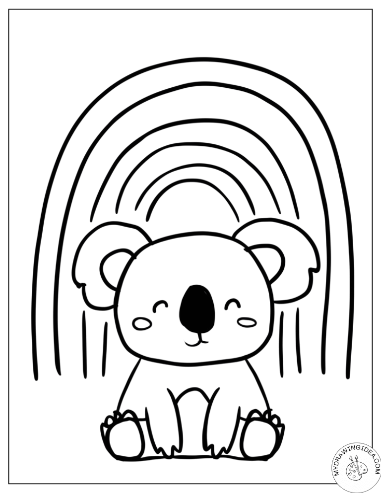 Peaceful Koala to Print – Colorful Rainbow Fun