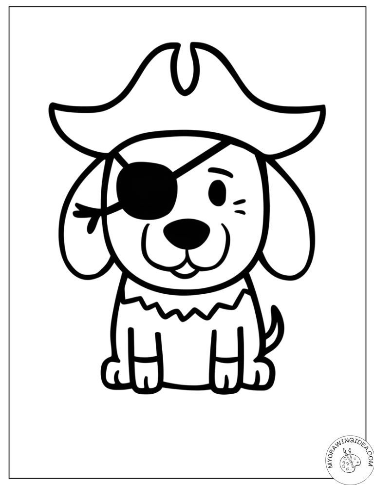 Pirate Adventure Pup Cute Realistic Puppy Dog Coloring Pages