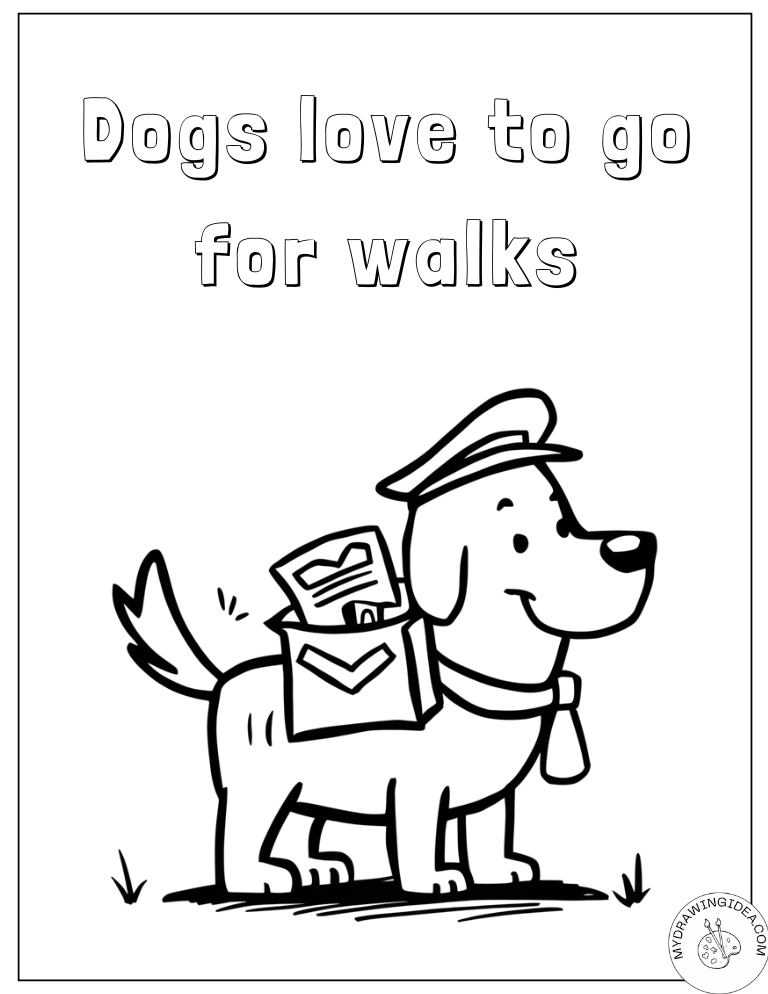 Postal Worker Pup Dog Coloring Sheet