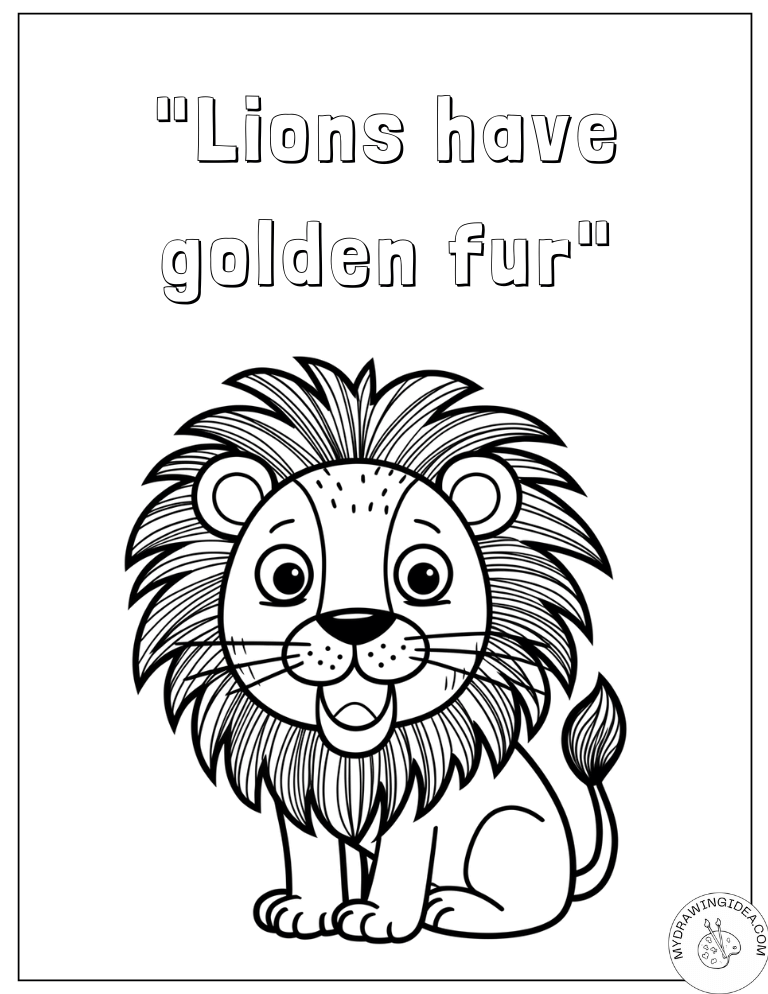Realistic Lion with Detailed Mane Coloring Pages of Lions