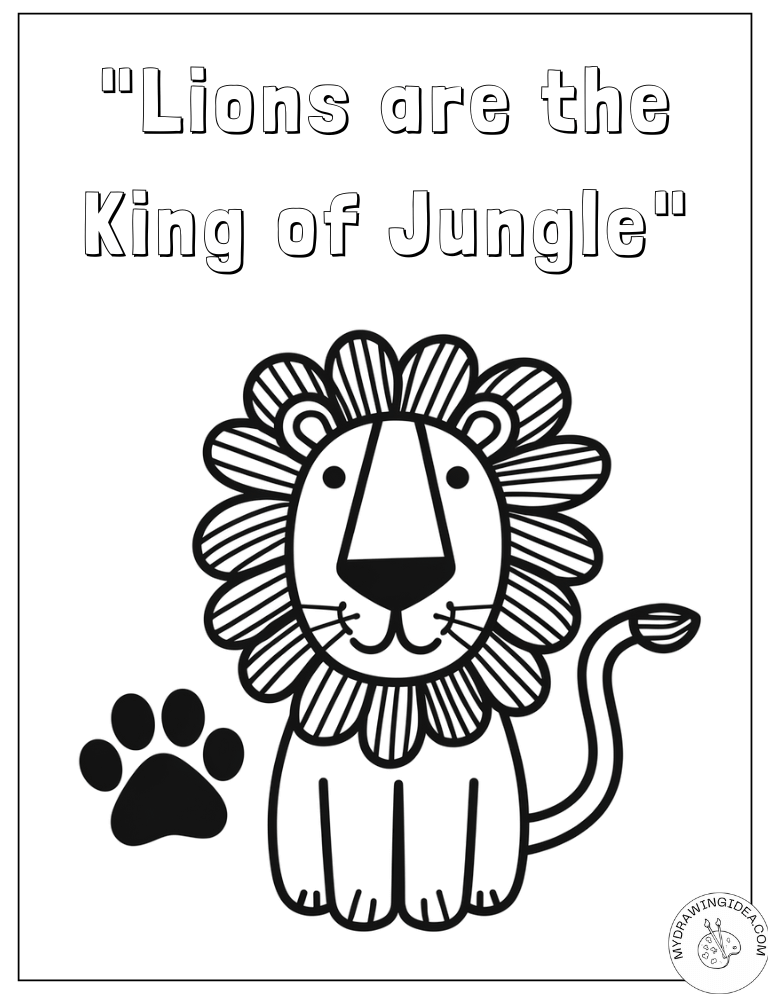 Royal Lion with Crown Mane Lion King Coloring Pages