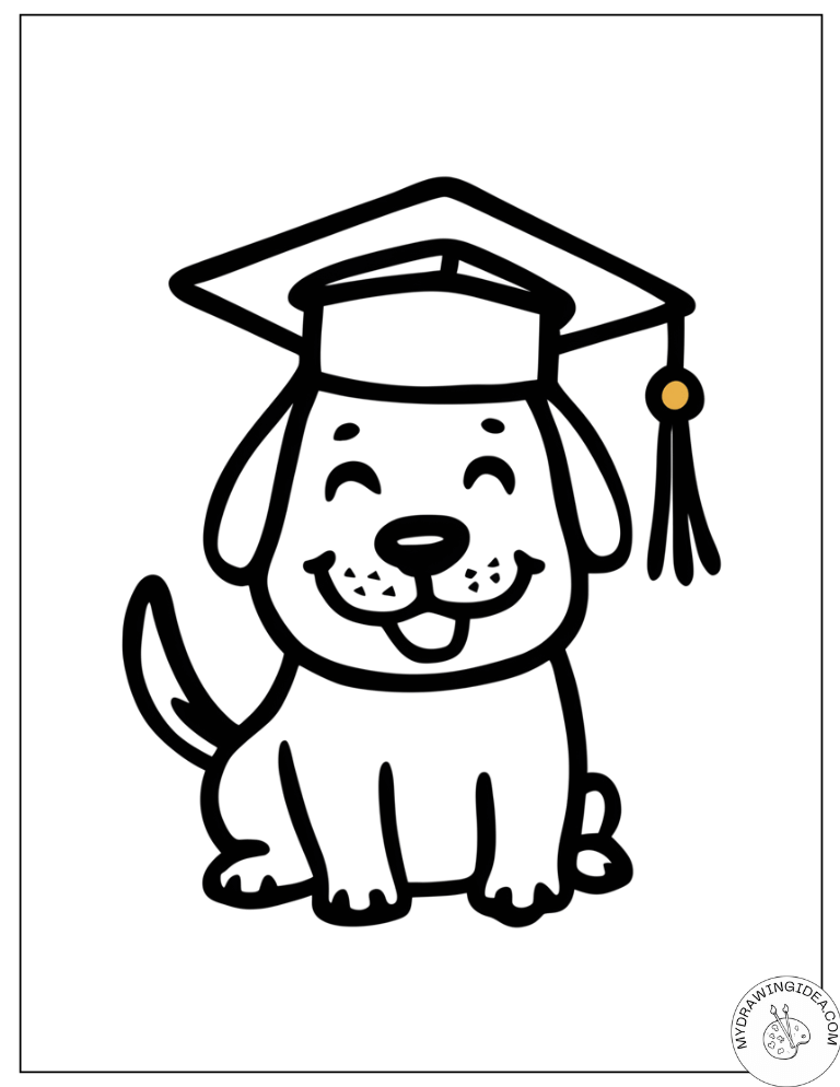 Scholarly Achievement Pup - Free Dog Coloring Pages for Kids