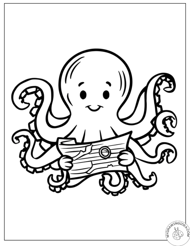 Sea Explorer Octopus – Adventure Octopus Coloring Sheet
