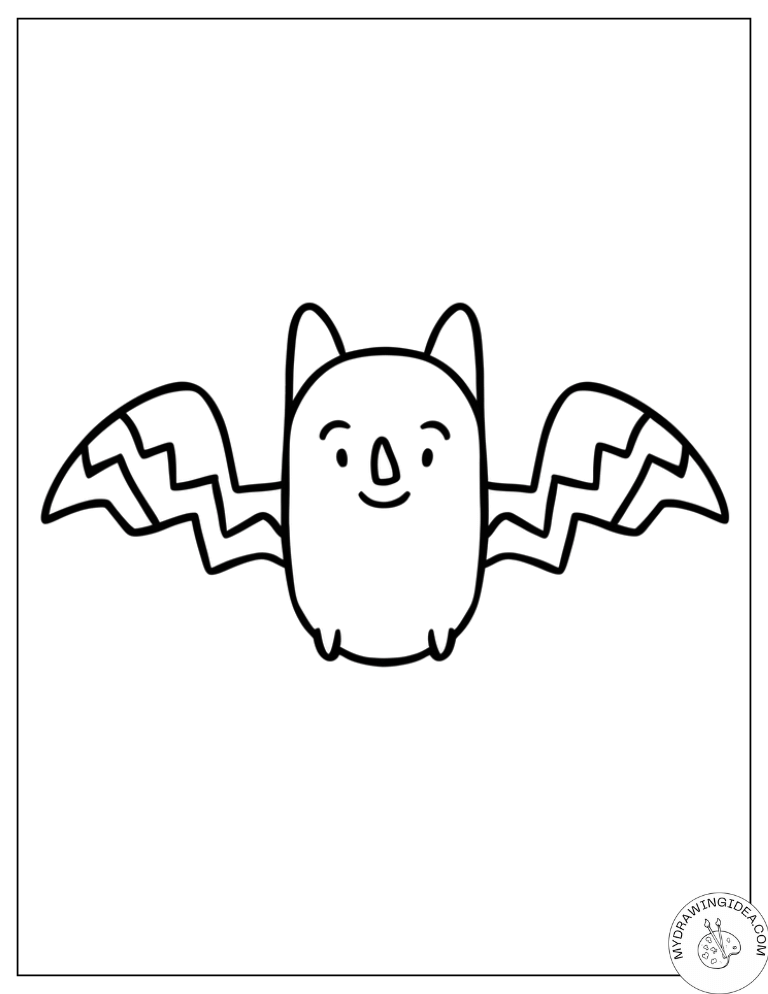 Smiley Bat with Zany Wings – Bat Coloring Pages Free to Print
