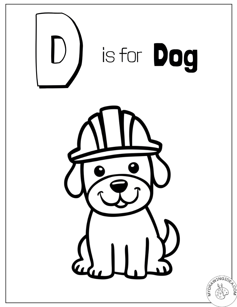 Smiling Pup in Helmet – Fun Dog Coloring Pages for Kids