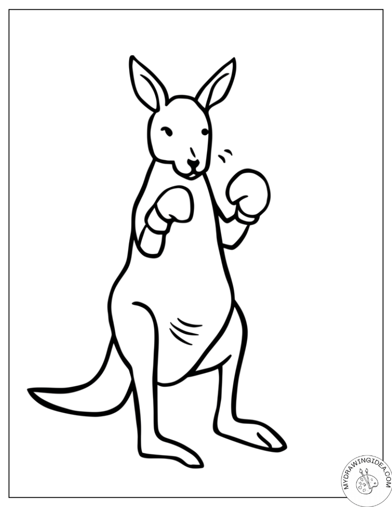 Strong Kangaroo Champion Boxer - Free Kangaroo Coloring Pages