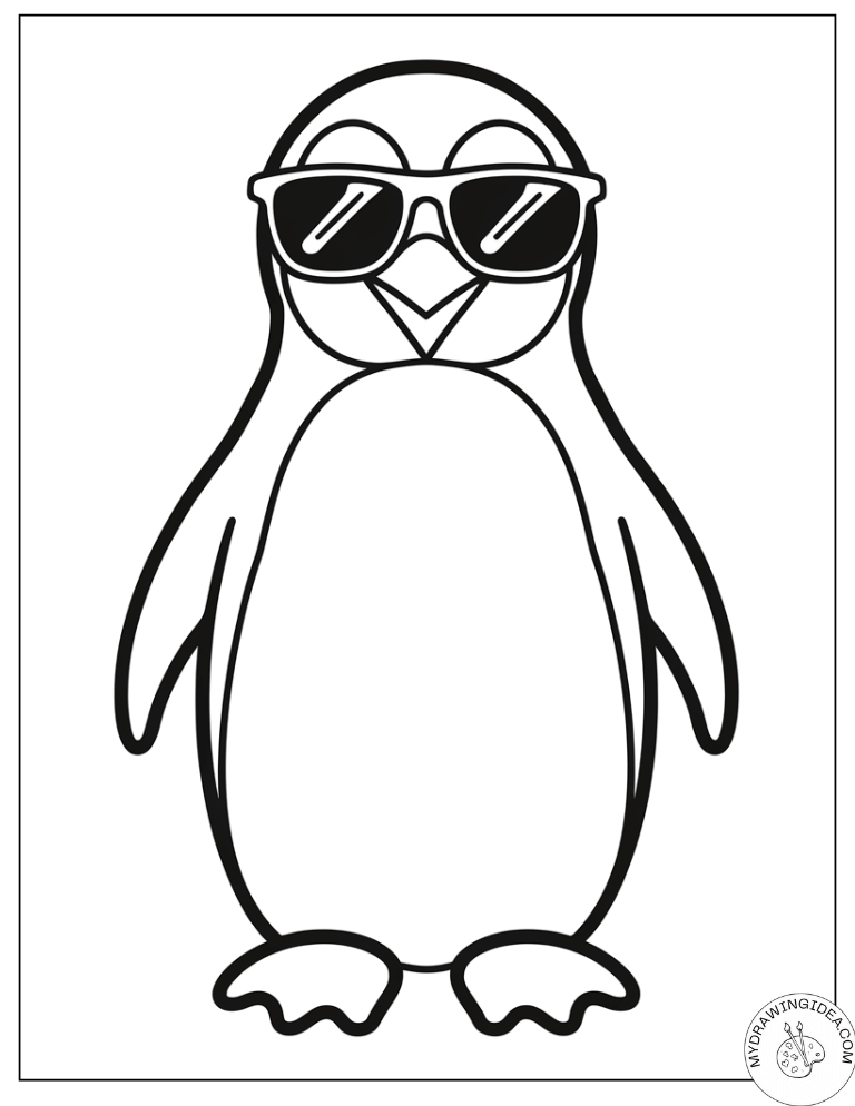 Sunglass Style Penguin – Printable Coloring Pages Penguins Editio