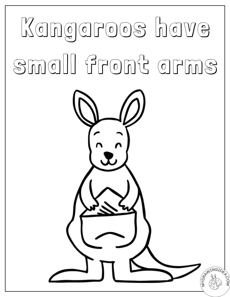 Sweet Kangaroo with Small Arms Facts Kangaroo Printable Coloring Pages