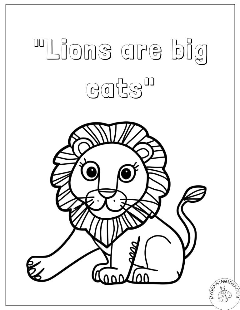 Sweet Lion Baby with Fun Facts - Coloring Pages of Lion Cubs