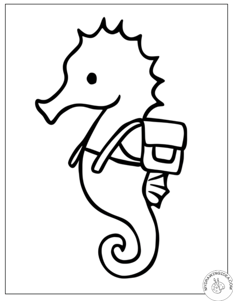 Sweet Seahorse Student – Cute Seahorse Coloring Pages to PrintSweet Seahorse Student – Cute Seahorse Coloring Pages to Print
